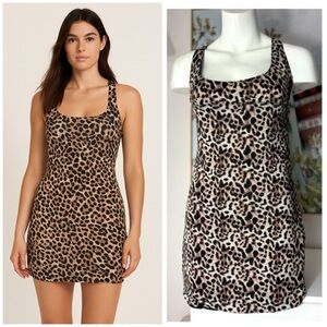 Cheetah Leopard Animal Print Slinky Slip Mini Dress Women’s Large